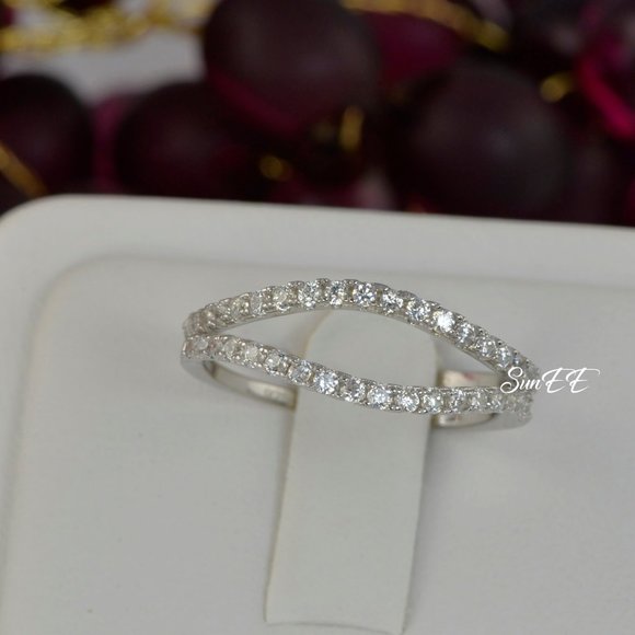 NEW 925 STERLING SILVER CURVE WEDDING BAND RING - Picture 3 of 7